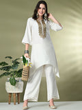 Sangria Embroidered Regular Gotta Patti Kurta with Palazzos | Grocsy