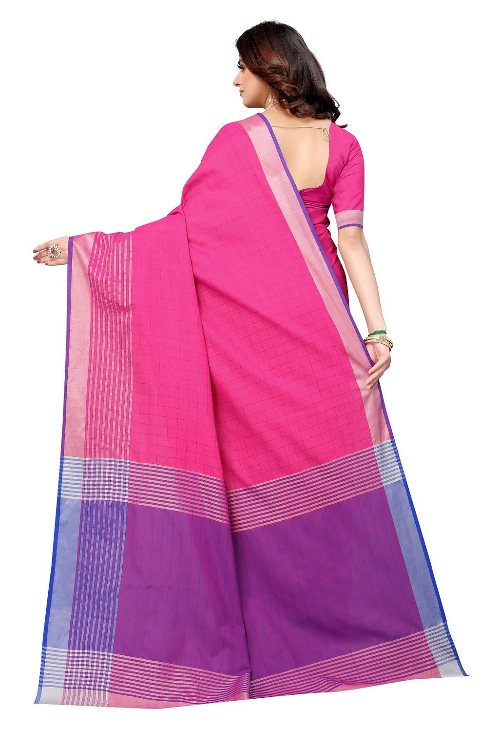 Vamika Pink Cotton Silk Saree | Grocsy