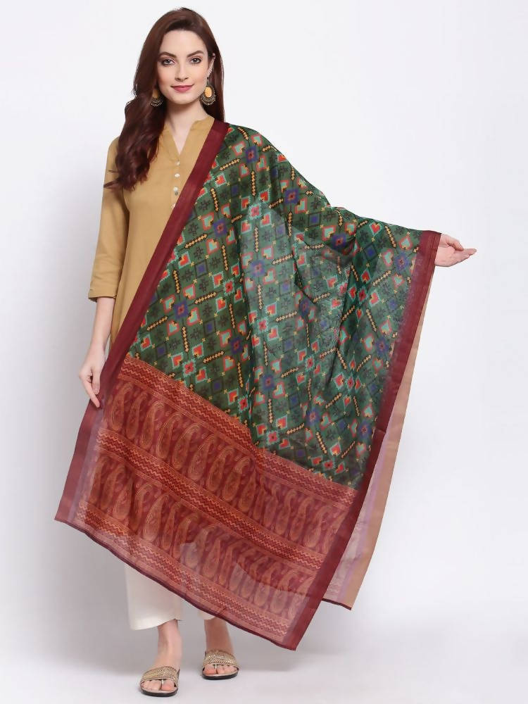 Myshka Women's Latest Multi Cotton Silk Printed Casual Dupatta | Grocsy