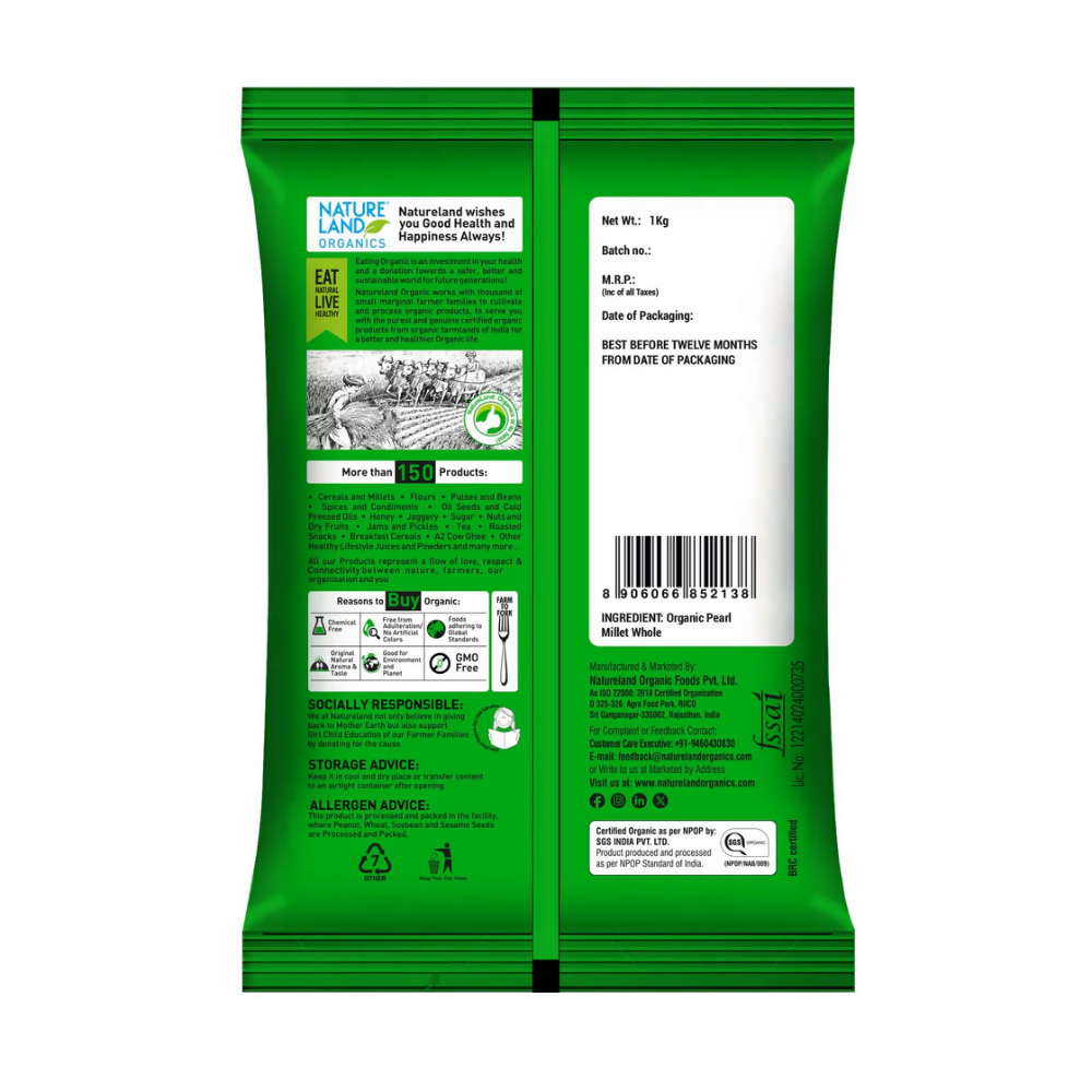 Nature Land Organics Bajra Whole | Grocsy
