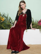 Joban Fashion Black And Maroon Hand Embellished Gown | Grocsy