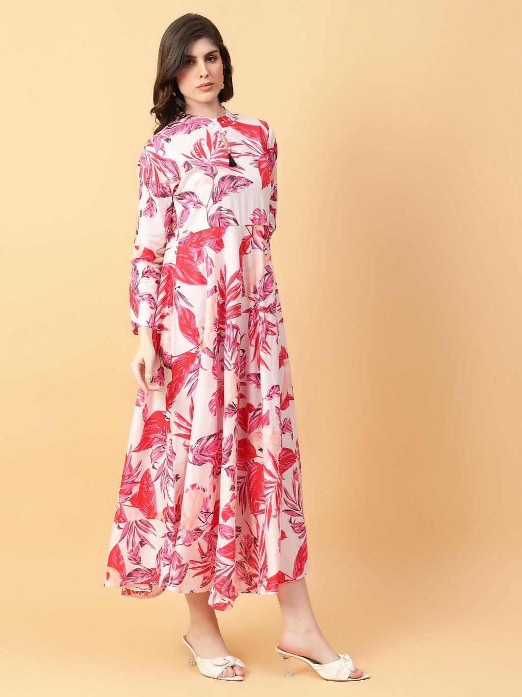 Joban Fashion Red Cotton Printed & Hand Work Dress | Grocsy
