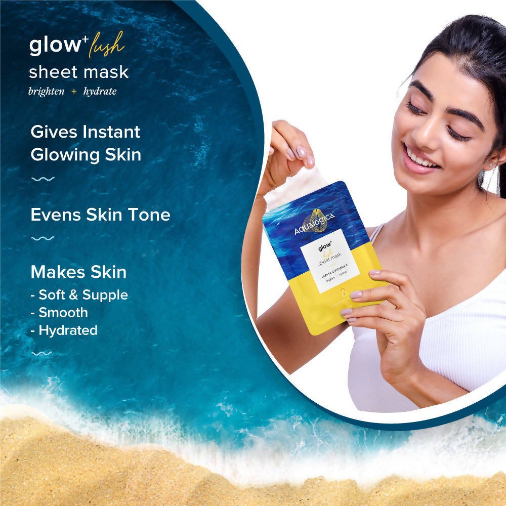 Aqualogica Glow+ Lush Sheet Mask, Instant Hydration & Glowing Skin | Grocsy