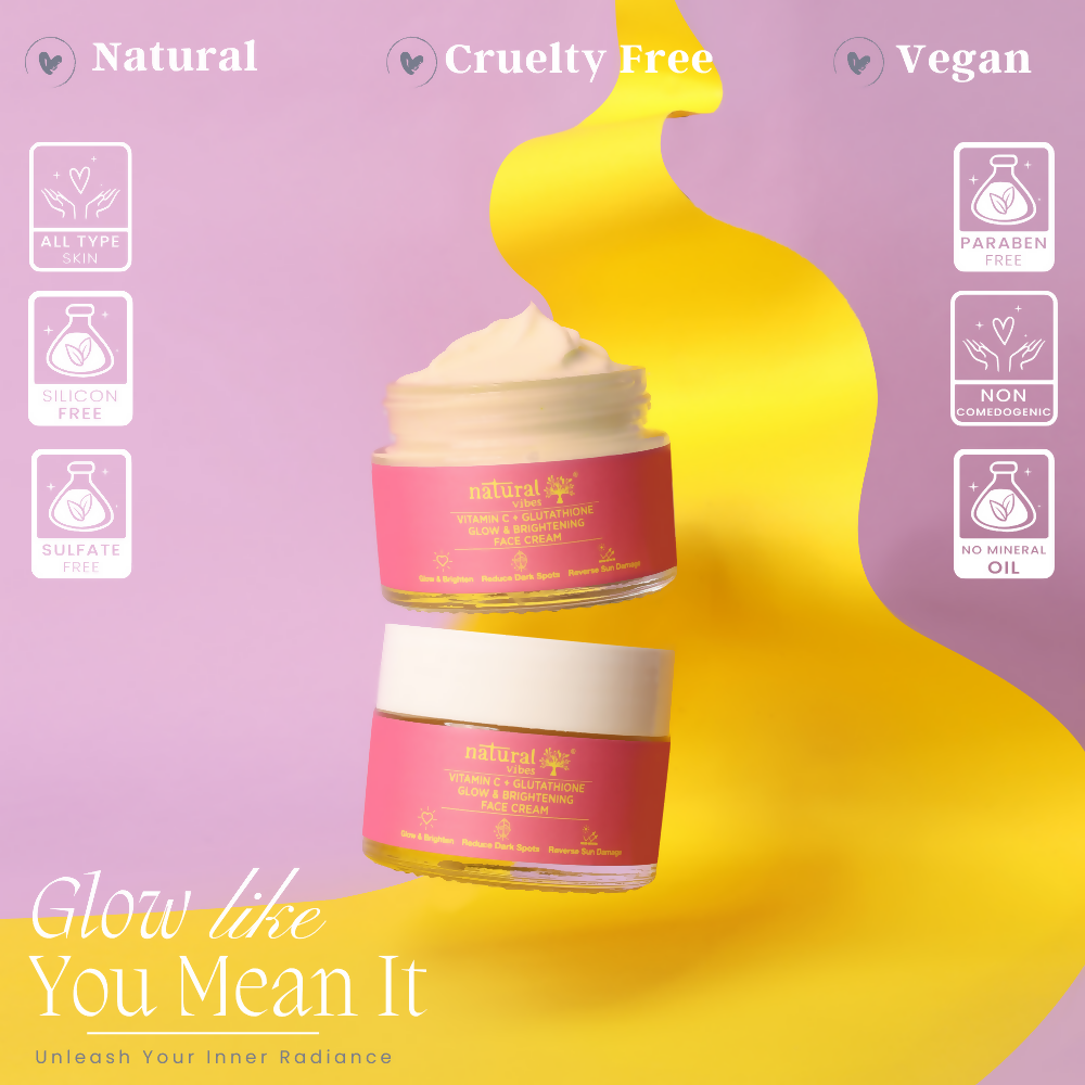 Natural Vibes Vitamin C + Glutathione Glow & Brightening Face Day & Night Cream | Grocsy