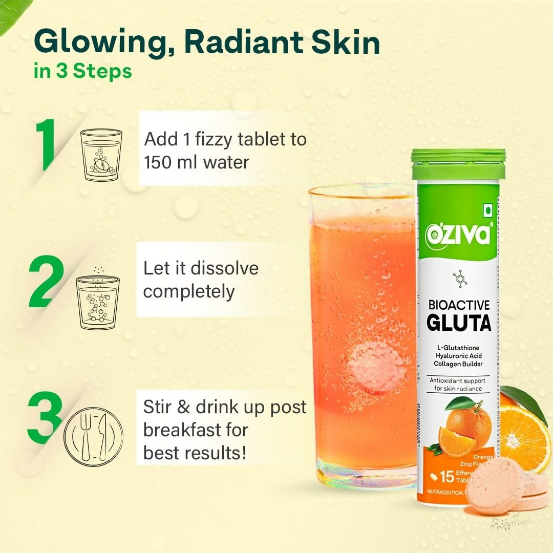 OZiva Bioactive Gluta Fizzy (L-Glutathione) Tablets | Grocsy