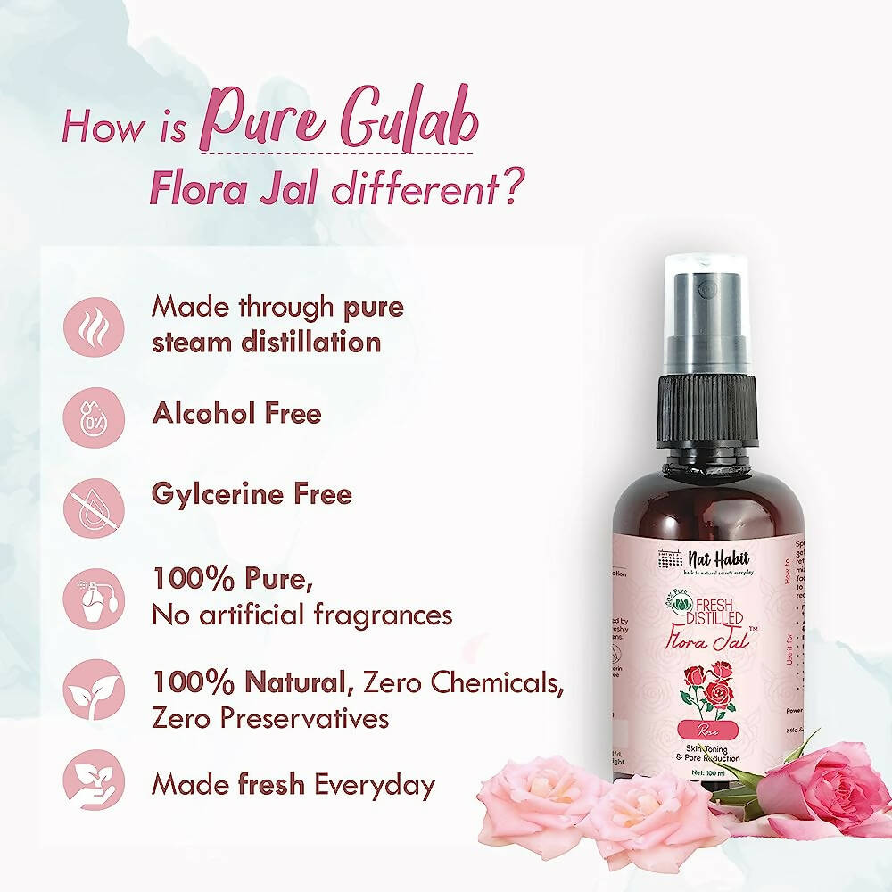 Nat Habit Fresh Distilled Rose Flora Jal | Grocsy