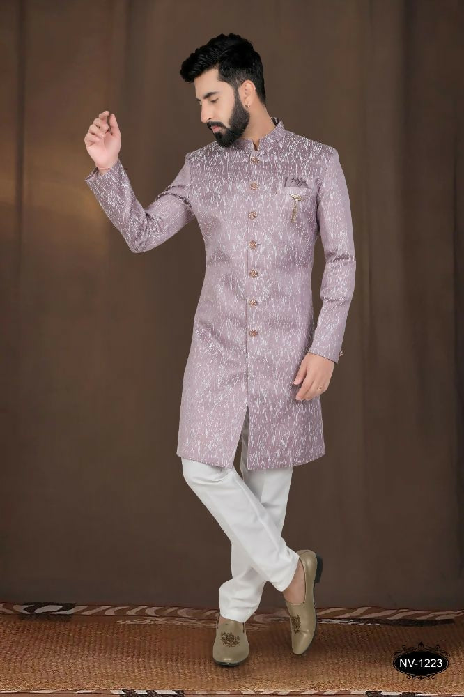 Joban Fashion Men's Pink Woven Jacquard Kurta with Pyjama | Grocsy