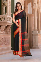Joban Fashion Women Black Red Trendy Cotton Saree | Grocsy