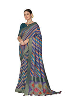 Blue Rangkat Tussar Silk Woven Design Saree with Unstitched Blouse - Mohmanthan Eshani | Grocsy