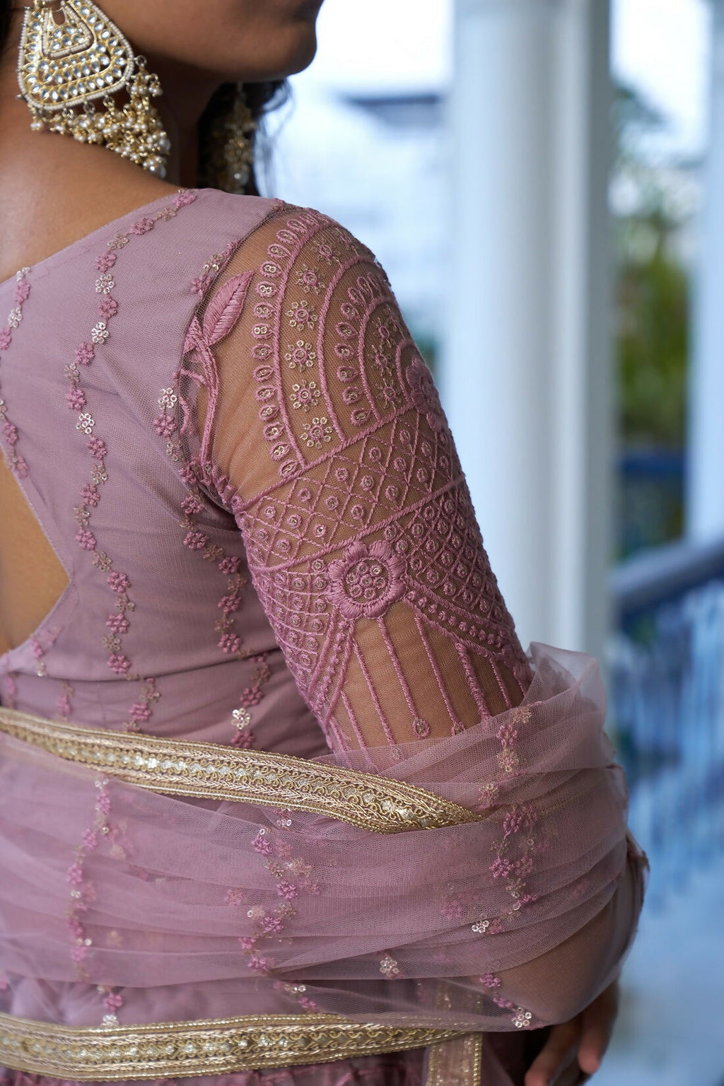 Eilara Glamorous Dusty Pink Butterfly Net With Tone To Tone Thread And Sequence Embroidered Work Lehenga Choli For Wedding | Grocsy