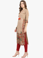 Janasya Women Brown Printed Straight Kurta | Grocsy