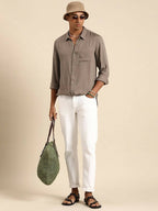 Grey Men Rayon Classic Opaque Casual Shirt - Mahotsav | Grocsy