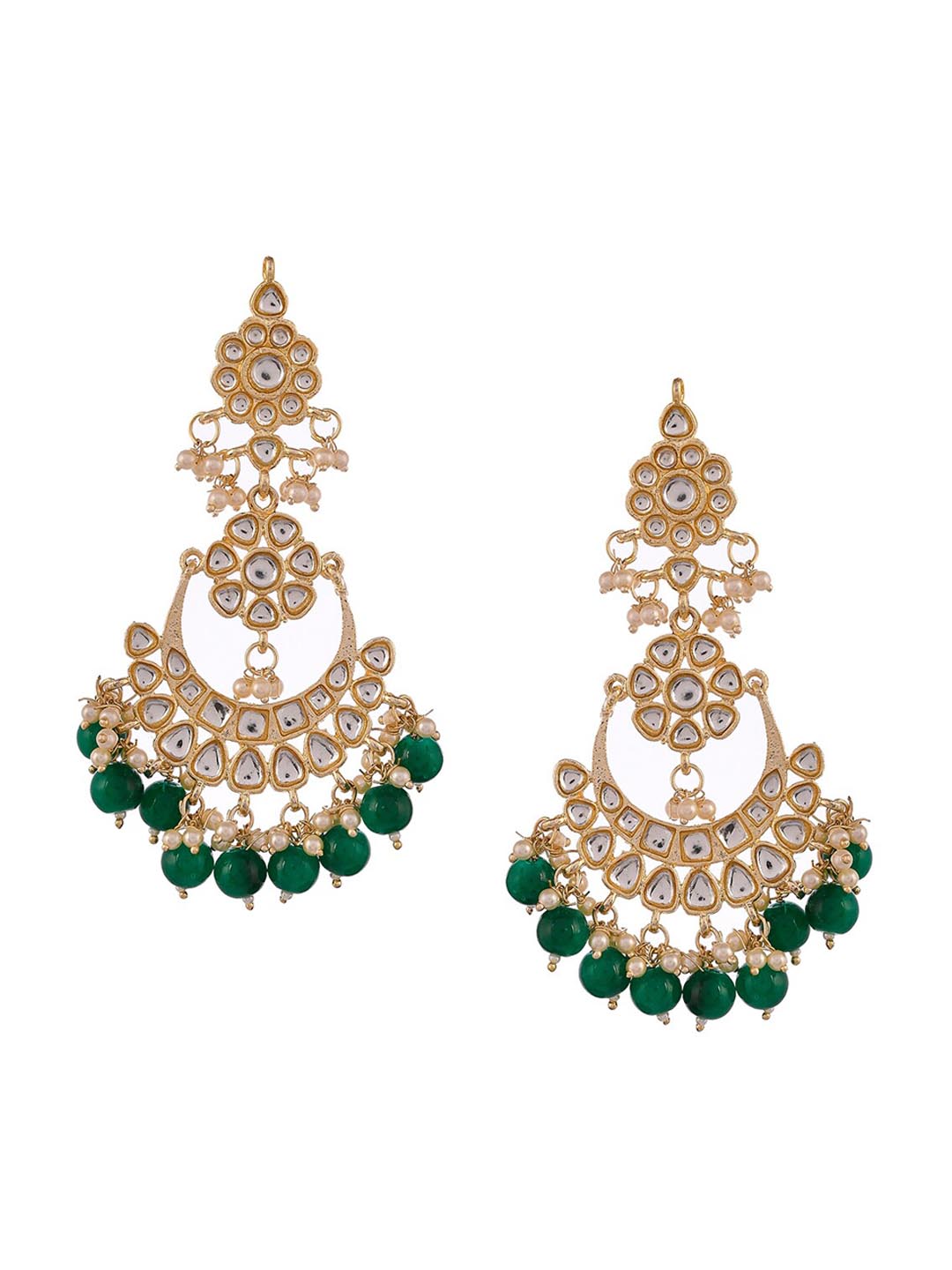 Shoshaa Green Contemporary Chandbalis Earrings | Grocsy