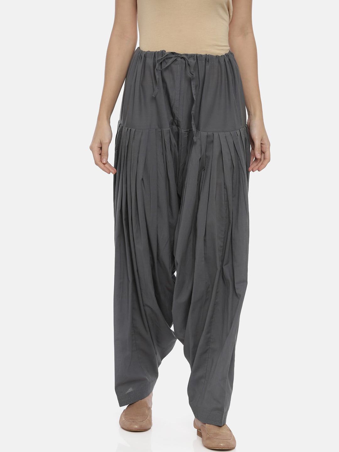 Souchii Women Grey Solid Loose-Fit Patiala | Grocsy