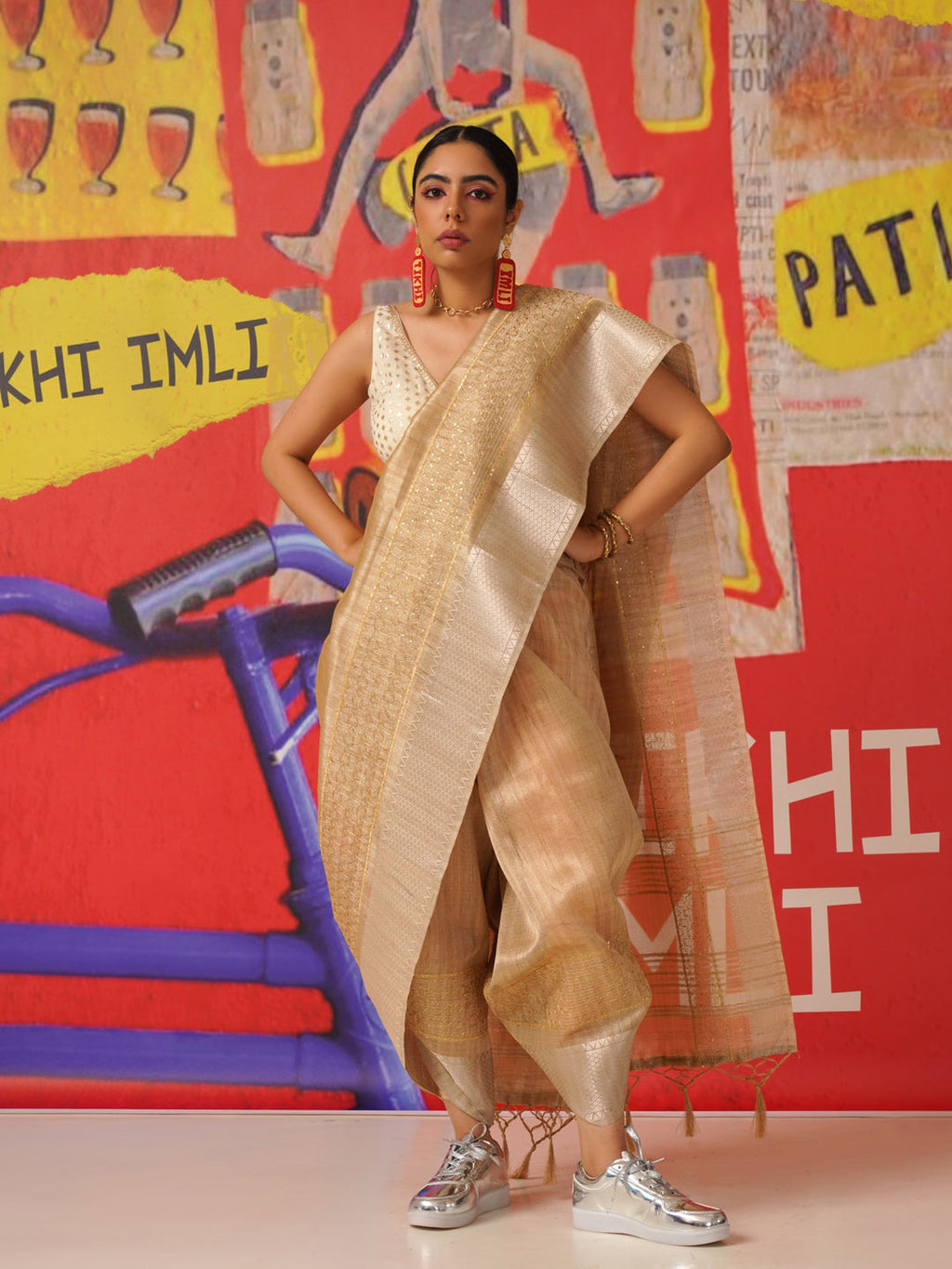 Tikhi Imli Sequinned Jute Silk Saree | Grocsy
