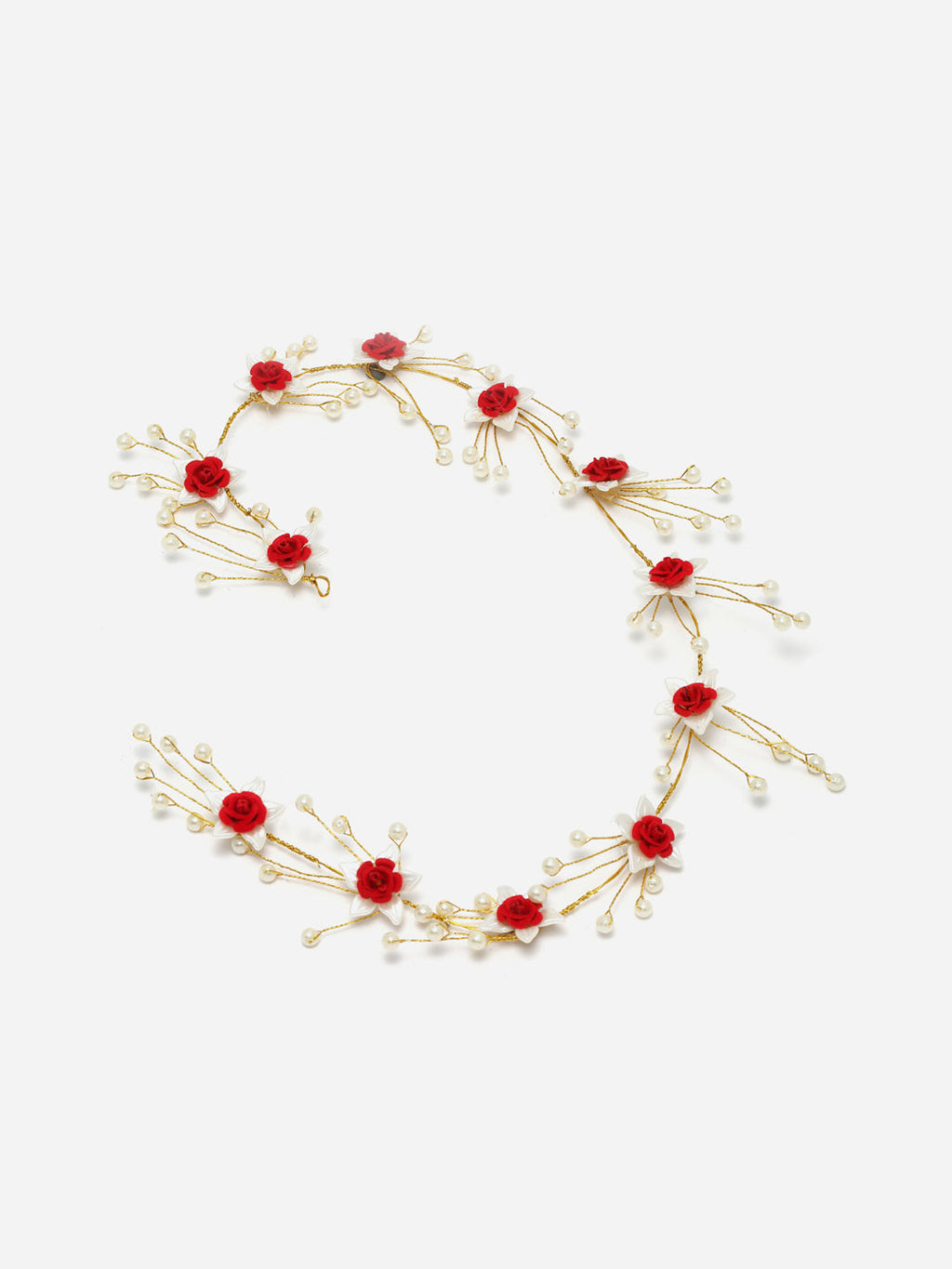 Panash Women Gold-Toned & Red Embellished Tiara | Grocsy