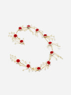 Panash Women Gold-Toned & Red Embellished Tiara | Grocsy
