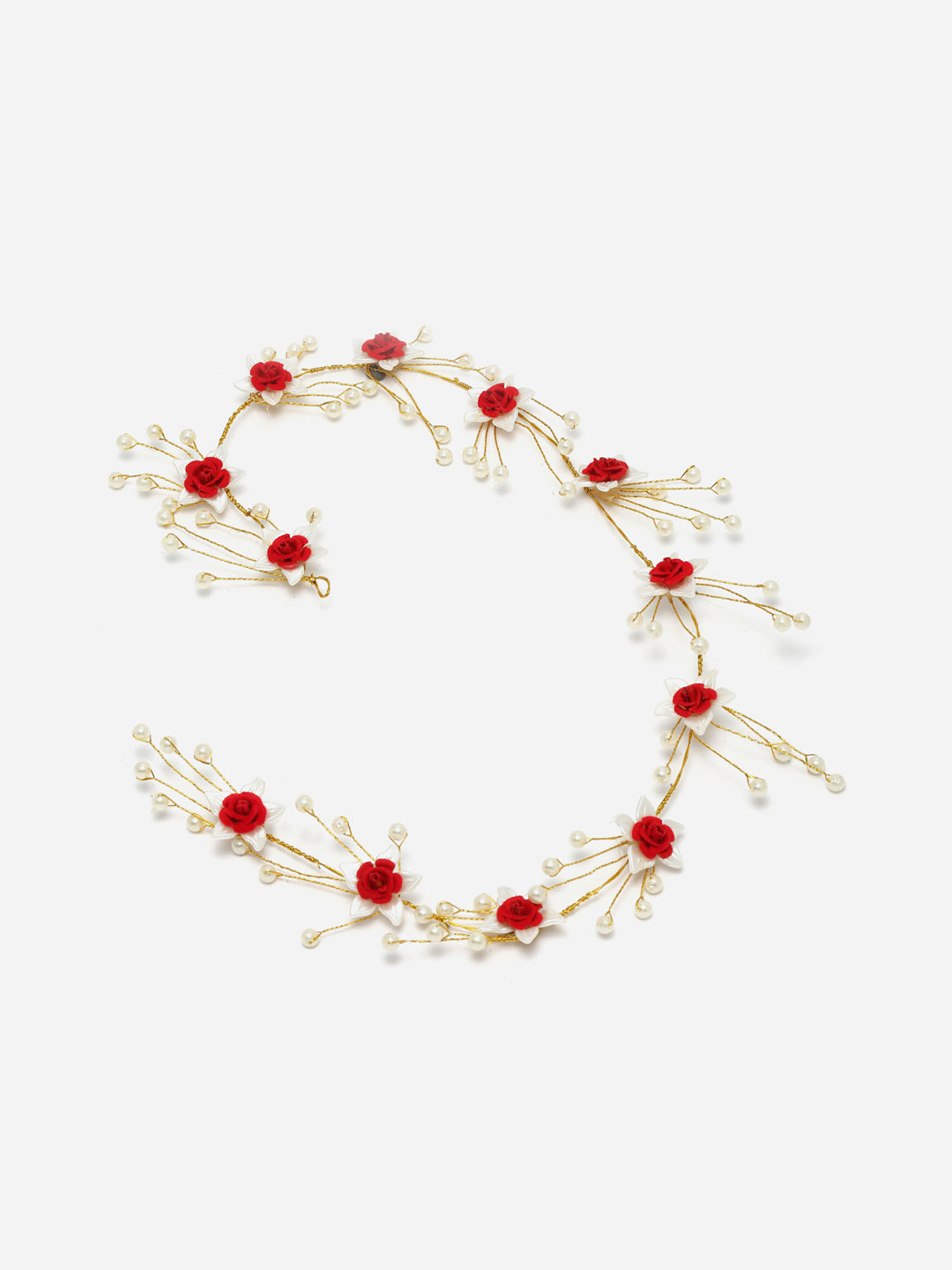 Panash Women Gold-Toned & Red Embellished Tiara | Grocsy