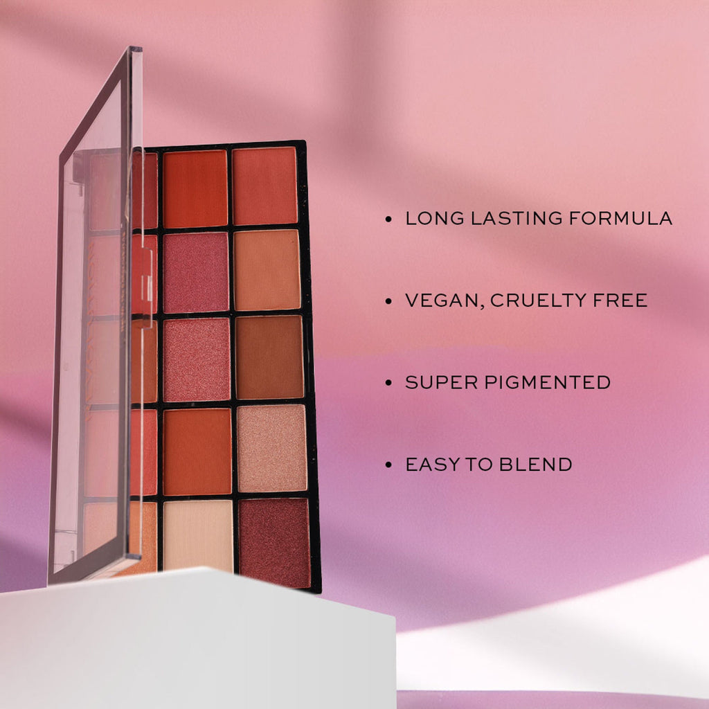Makeup Revolution Reloaded Eyeshadow Palette-15 Smooth & Rich Shade-High Pay Off Formula - Newtrals 2 | Grocsy