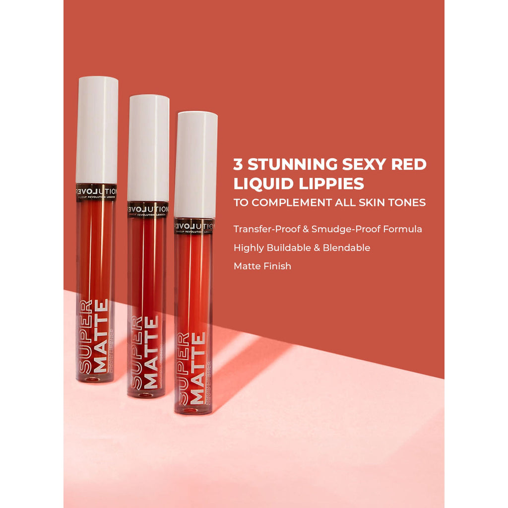Makeup Revolution Relove Supermatte Liquid Lip Set - Heat | Grocsy