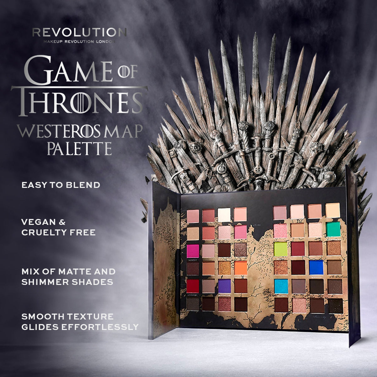 Makeup Revolution X Game Of Thrones Westeros Map Palette | Grocsy