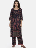 Souchii Navy Blue & Pink Printed Kurta with Palazzos | Grocsy