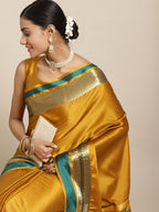 Saree Mall Mustard Zari Silk Blend Uppada Saree | Grocsy
