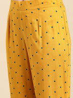 All About You Women Mustard Yellow & White Floral Printed Kurta with Trousers | Grocsy