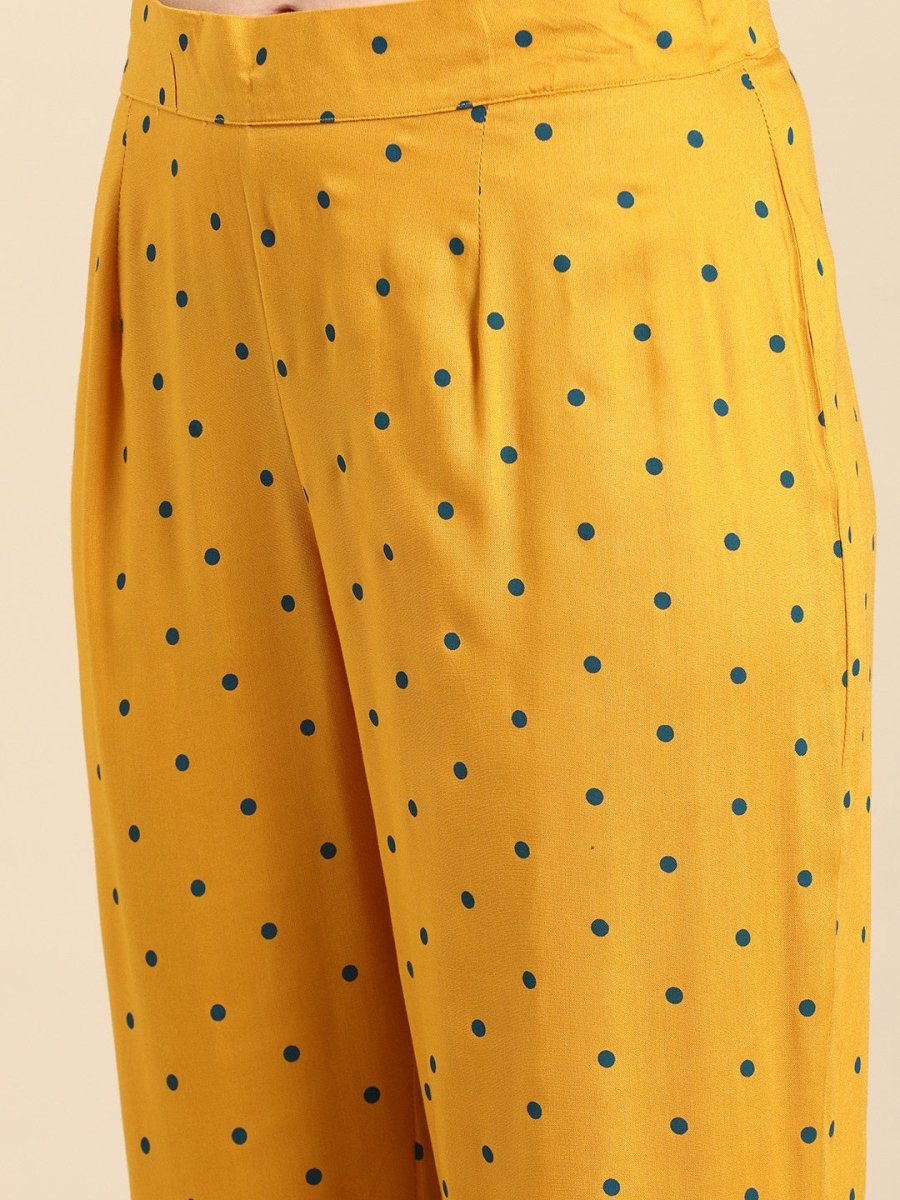 All About You Women Mustard Yellow & White Floral Printed Kurta with Trousers | Grocsy