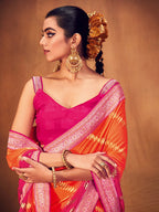 Saree Mall Striped Woven Design Zari Pure Georgette Sarees | Grocsy
