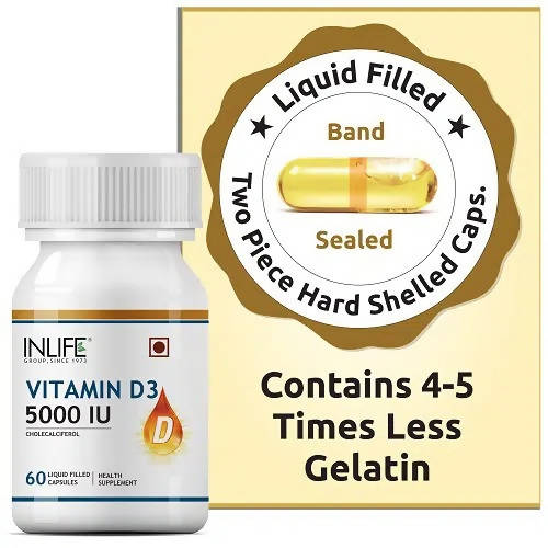 Inlife Vitamin D3 5000 IU Capsules With Gelatin | Grocsy