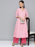 HERE&NOW Ethnic Motifs Printed Sequined Detail Angrakha Kurta | Grocsy