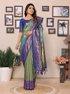 Aastha Fashion Green Tissue Silk Weaving Saree | Grocsy