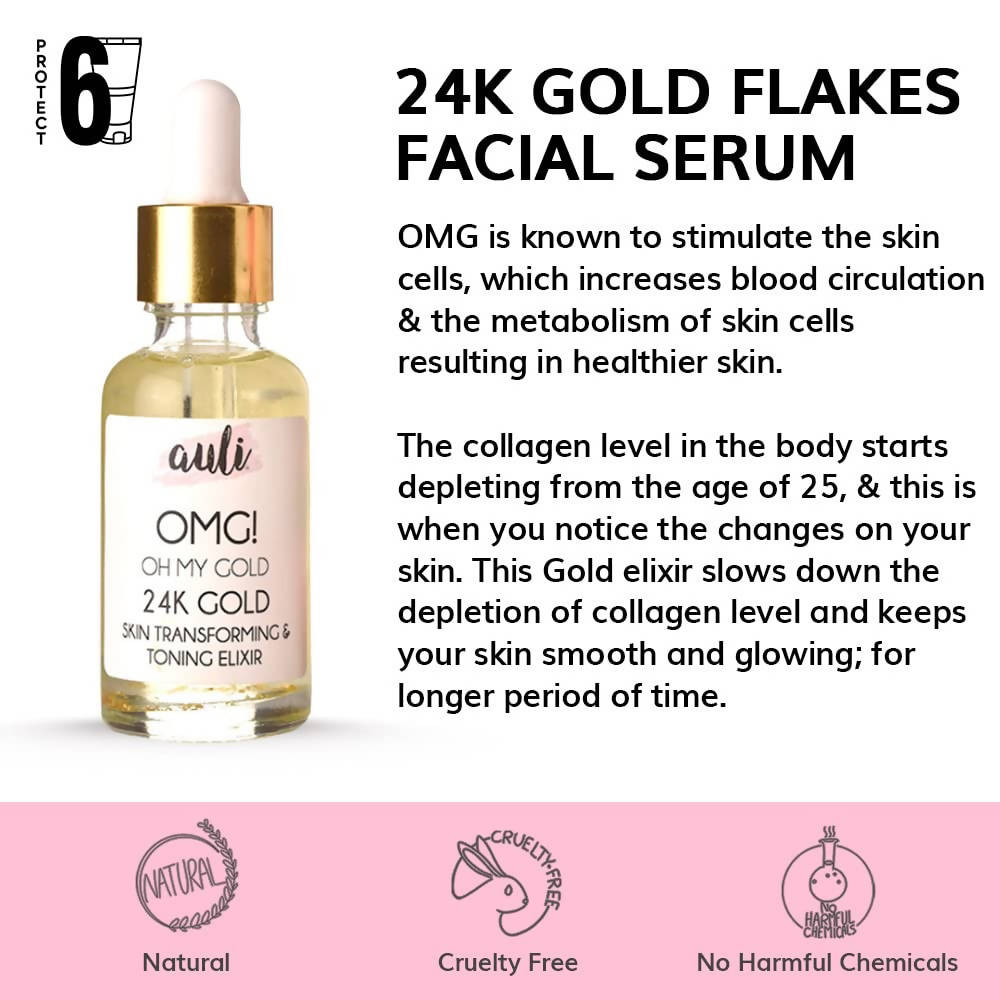 Auli OMG 24K Gold Flakes Pure Rosehip Oil | Grocsy
