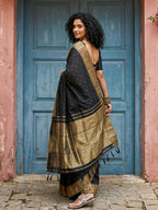 Shree Shyam Fashion Black Silk Blend Saree | Grocsy