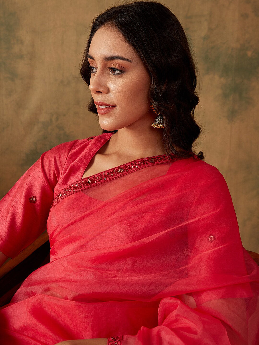 Sangria Thread & Sequin Embroidered Border Sarees | Grocsy