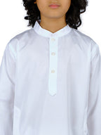 Sethukrishna Boys White Pure Cotton Kurta with Dhoti Pants | Grocsy