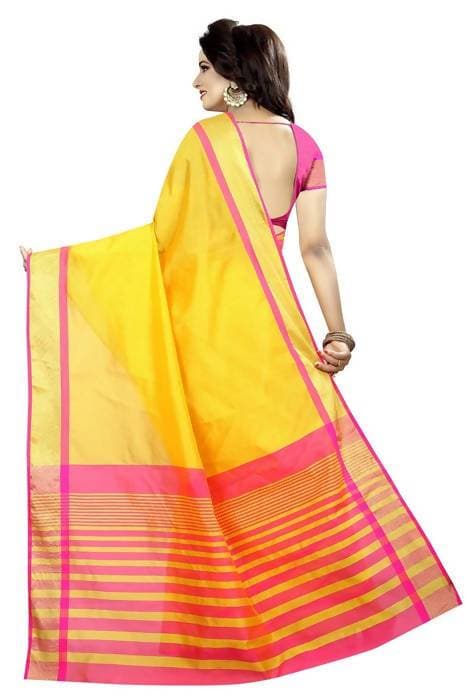 Vamika Yellow Cotton Silk Weaving Saree (MASTANI WAEVING SAREE) | Grocsy