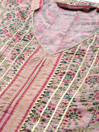 Sangria Women Pink & Green Ethnic Print Anarkali Kurta | Grocsy
