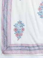 Indo Era Floral Printed Pure Cotton Kurta with Trousers & Dupatta | Grocsy