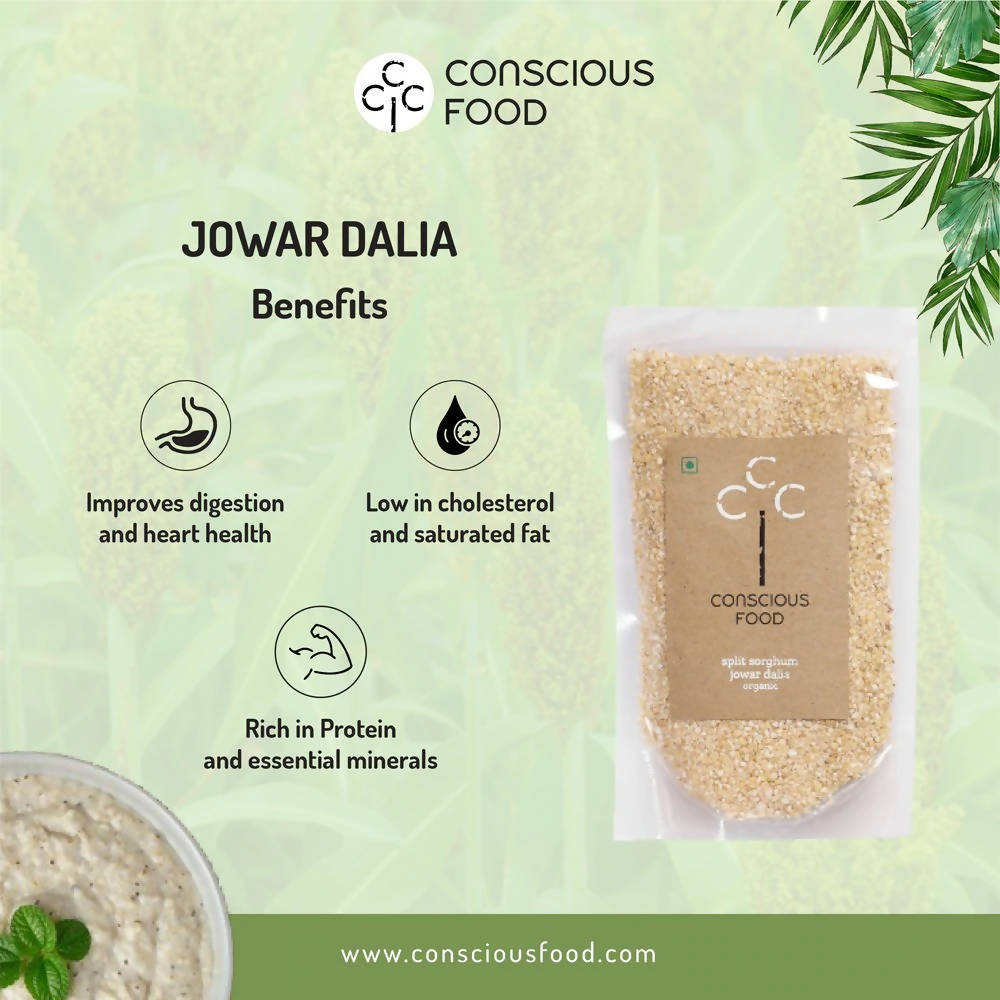 Conscious Food Organic Split Sorghum (Jowar Dalia) | Grocsy