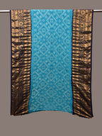 Dark Blue and Blue Bandhani Kanchipuram Silk Handloom Dupatta with Border Design - Global Threads | Grocsy