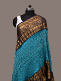 Dark Blue and Blue Bandhani Kanchipuram Silk Handloom Dupatta with Border Design - Global Threads | Grocsy