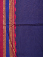 Dark Blue and Pink Bamboo Cotton Plain Saree with Strips Pallu Design No Blouse - Global Threads | Grocsy