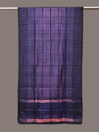 Dark Blue and Pink Shibori Silk Handloom Stole with Checks Design - Global Threads | Grocsy