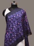 Dark Blue and Pink Shibori Silk Handloom Stole with Zig-Zag Design - Global Threads | Grocsy