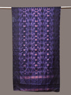 Dark Blue and Pink Shibori Silk Handloom Stole with Zig-Zag Design - Global Threads | Grocsy