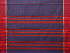 Dark Blue and Red Bamboo Cotton Saree with Big Checks Design No Blouse - Global Threads | Grocsy