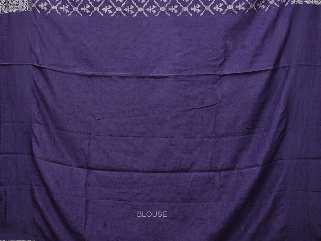 Dark Blue Cut Work Tussar Cotton Handloom Saree with All Over Jamdani Style Design - Global Threads | Grocsy