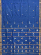 Dark Blue Uppada Cotton Handloom Saree with Assorted Buta Pallu Design - Global Threads | Grocsy